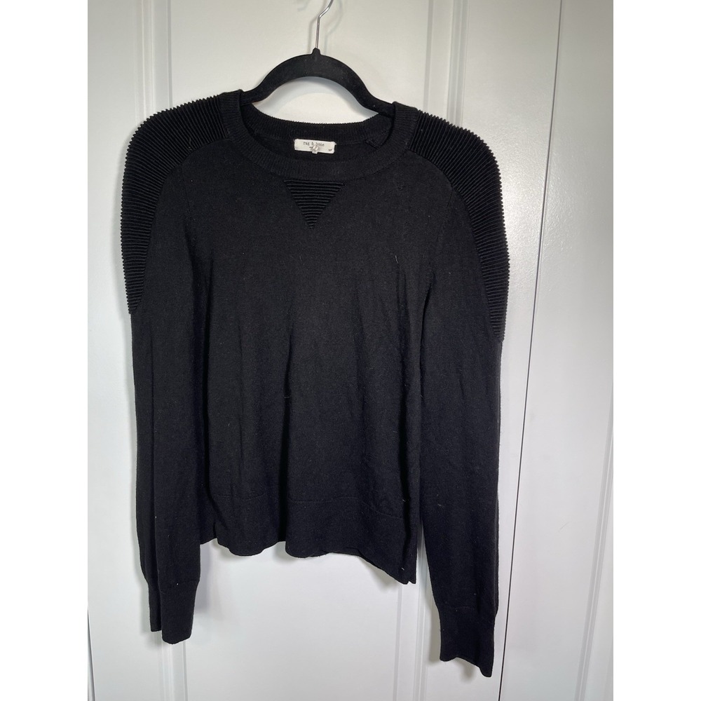Rag & Bone‎ Black Sweater Textured Size Small Crew Neck